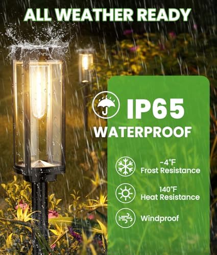 BITPOTT Bright Solar Pathway Lights Outdoor, 8 Pack Solar Powered Garden Ligh...