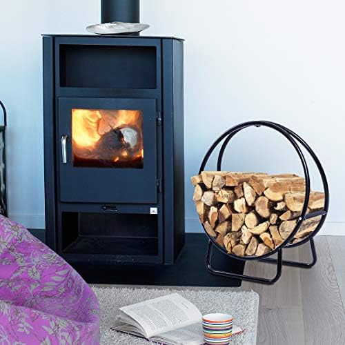 COSTWAY 41” Firewood Log Rack, Powder-Coated Steel Fireplace Wood Holder w/Do...