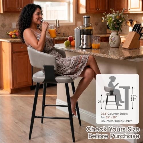 Bar Stools Set of 2, 26" Modern Counter Height Island Stools