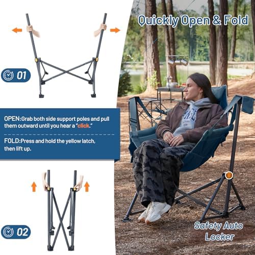 TIMBER RIDGE Hammock Camping Chair with Adjustable Backrest, Heavy Duty Foldi...