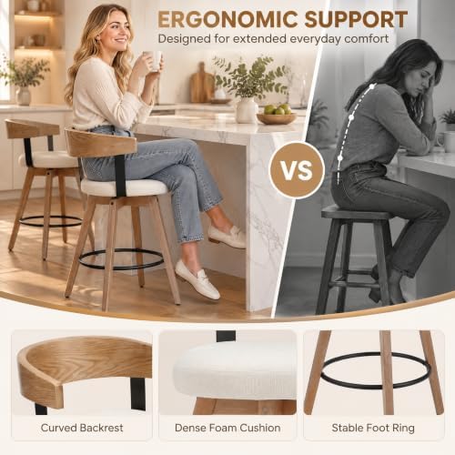 DUOMAY Swivel Bar Stools Set of 1, 26" Counter Height Counter Stool with...