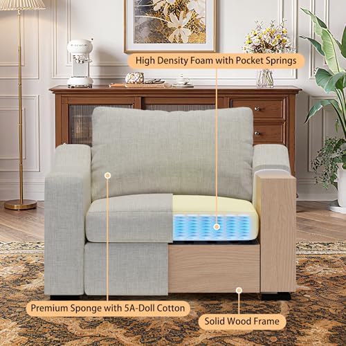 ELUCHANG 47" Oversized Accent Chairs Set of 2, Classic Upholstered Linen...