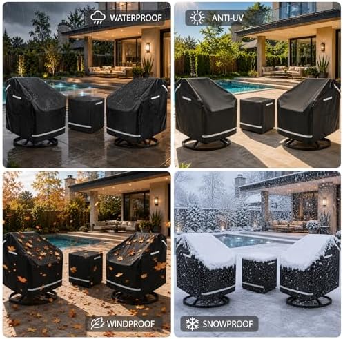 3 PCS Outdoor Chair Covers Waterproof, Patio Chair Covers Waterproof & Wi...