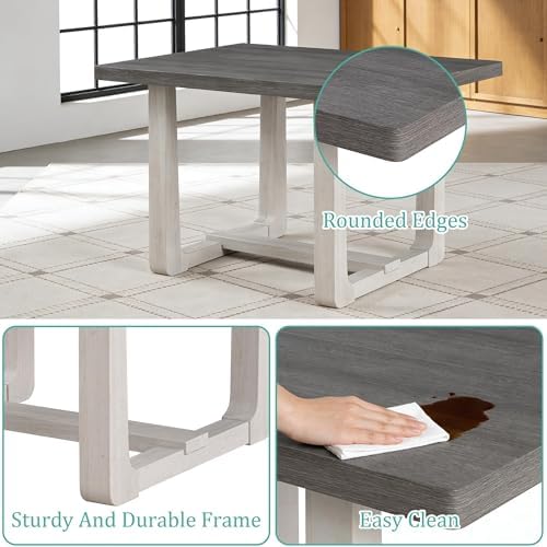 leovanni Rectangle Dining Table Set of 4, 48" Rectangle Kitchen Table an...