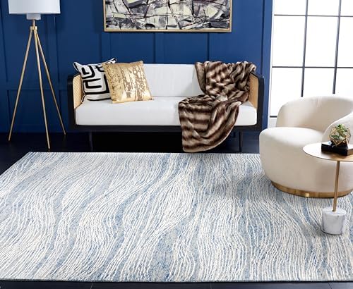SAFAVIEH Metro Collection Area Rug - 11' x 15', Blue & Ivory, Mod...