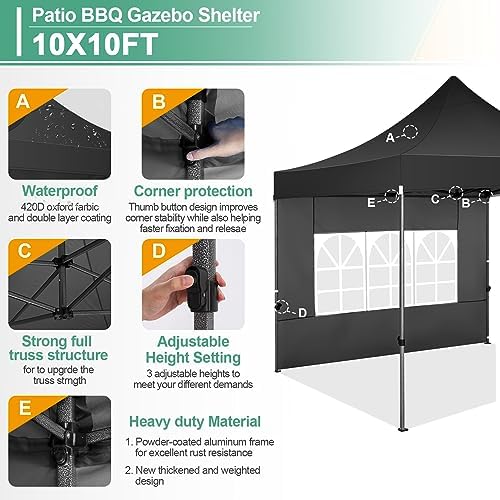 COBIZI 10x10 Heavy Duty Pop up Canopy Tent with Sidewalls Commercial Canopy