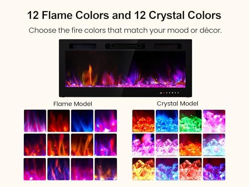 Electric Fireplace 50 Inch Wall Mount Insert Fireplaces Realsmart 1500W,Fit f...