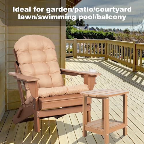 Adirondack Outdoor Side Table, 16.5” HDPE Small Patio Table with Storage Shel...