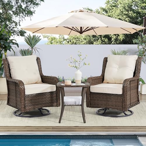 Wumiokio Patio Furniture Sets, 3 Pieces Wicker Outdoor Furniture - 360 Degree...