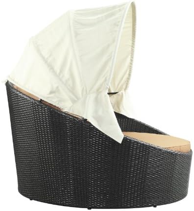 Modway Siesta Wicker Rattan Outdoor Patio Canopy Daybed in Espresso Mocha