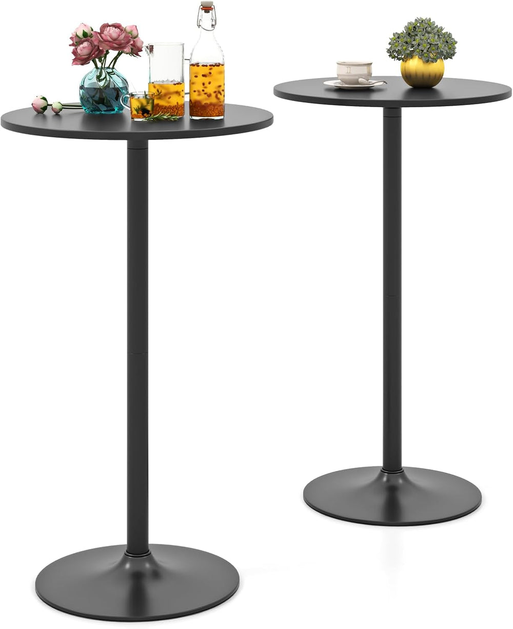 COSTWAY Round Bistro Table, Height Adjustable Bar Height Cocktail Table