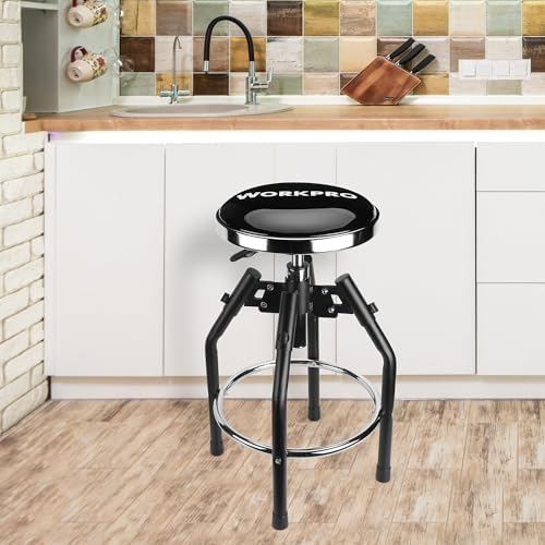WORKPRO Heavy Duty Adjustable Hydraulic Shop Stool,Garage Bar Stool, 29in to ...