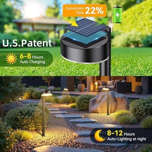 Ahaorigin 8 Pack Solar Pathway Lights Outdoor, 12 Brighter LEDs Solar Lights ...