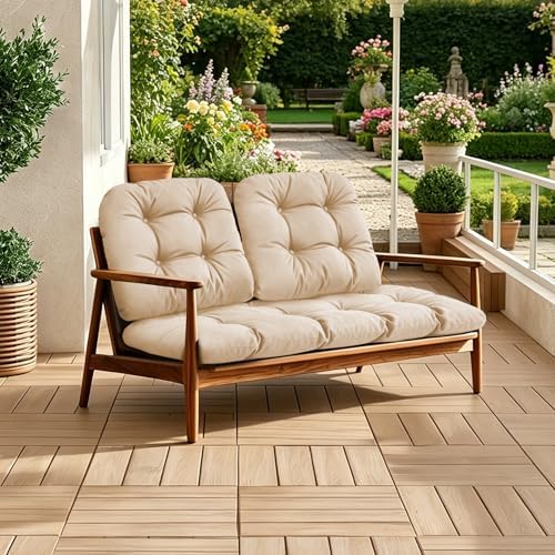 Outdoor Wicker Chair Cushions, 44×19×4 in, Waterproof, Beige