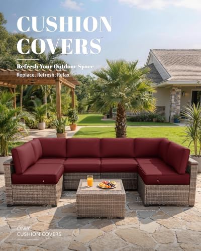 14 Pcs Outdoor Cushion Slipcovers Outdoor Patio Cushion Covers Replacement Wa...
