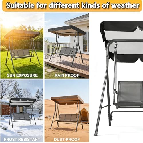 Patio Swing Canopy Replacement Top, 65x45/75x45/78x47/85x45 Outdoor 2/3 Seate...