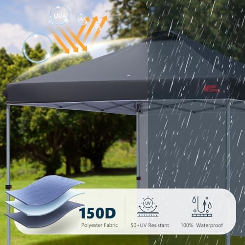 MASTERCANOPY 10x10 Durable Pop Up Canopy Tent with 1 Sidewall, Black