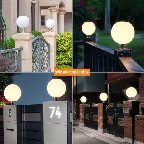 Globe Solar Post Lights Outdoor, 11.8" Waterproof Pillar Light, Column Lamp