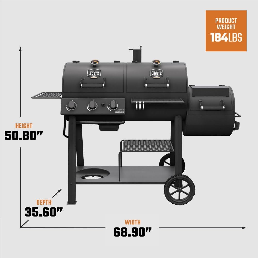 Oklahoma Joe's Canyon Combo Dual Fuel 3-Burner Propane Gas and Charcoal S...