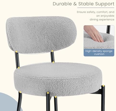 DUMOS Dining Chairs Set of 2, Mid Century Modern Chair Round Upholstered Curv...