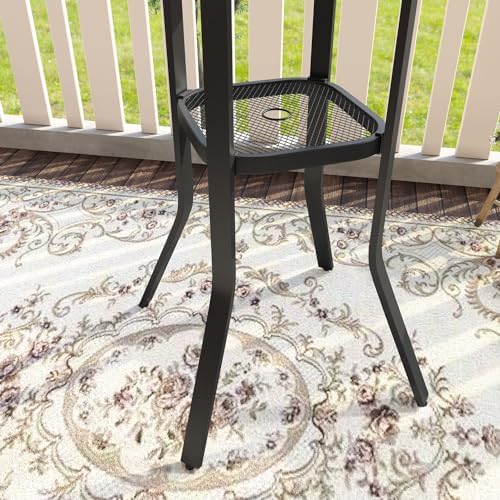 VICLLAX 35.5" Round Outdoor Bar Table, Bar Height Patio Table with Adjus...