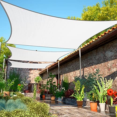 ShadeMart 8' x 12' White Sun Shade Sail UPF50 Rectangle Canopy Fabric...