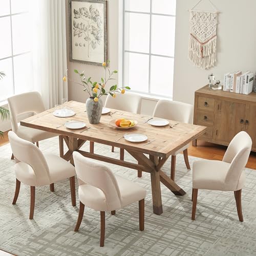 VKNOW Dining Chairs Set of 2, Fabric Dining Chairs, Beige