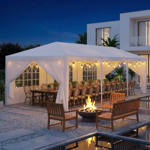 HOTEEL 10x30FT Party Tent Outdoor Canopy with 8 Removable Walls, White