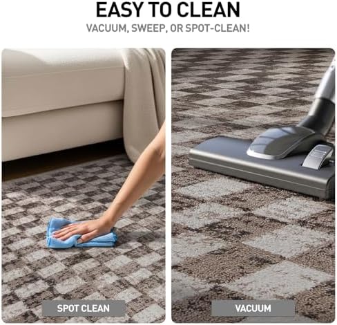 Rugshop Contemporary Checkered Grid Textured Area Rug Beige 7' 10" x...