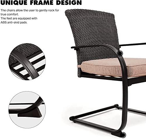 Grand patio 3 Pieces Bistro Set, Outdoor Wicker Table Set, Rocking Wicker Cha...