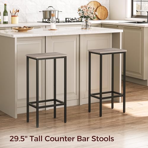 MAHANCRIS Set of 2 Bar Stools, 29.5" Tall Counter Bar Stools, Kitchen Br...