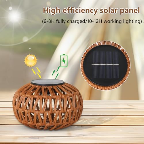 2 Pack Solar Lanterns Outdoor Waterproof, Outdoor Table Lamp Decor, Rattan So...