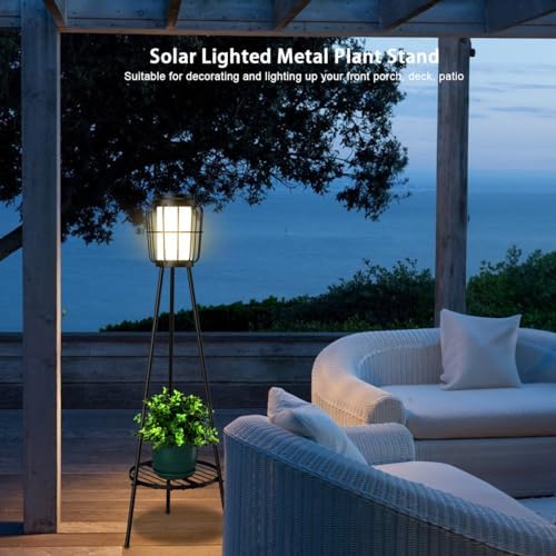 VISFLAIR 2 Pack Solar Lights with Plant Stand, Outdoor Floor Lamps, Waterproo...