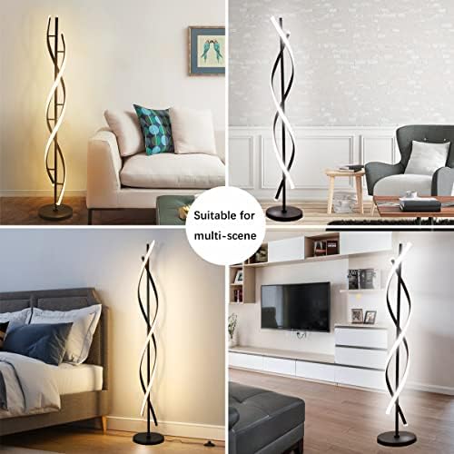 Modern Spiral Floor Lamps for Living Room, 40W LED Floor Lamp with Remote Con...