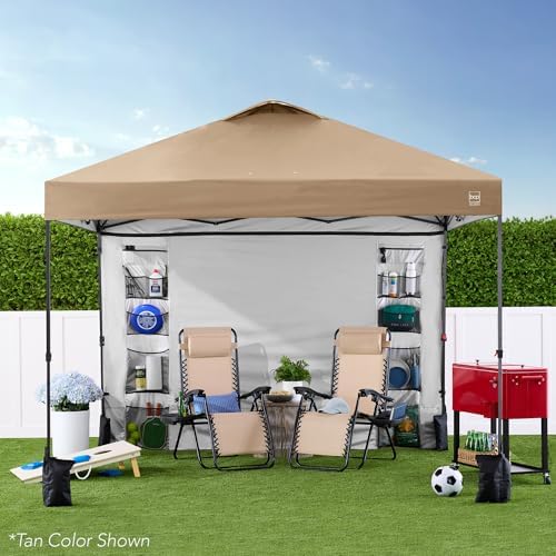Best Choice Products 10x10 Pop Up Canopy Tent with Sidewall, Brown