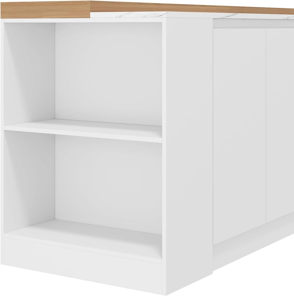 82.7" Large Bar Table Kitchen Station, Home Bar Unit with Lighting, 3 Dr...