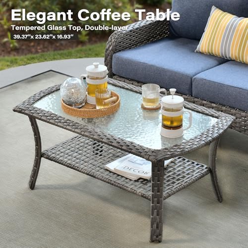 5 Pieces Patio Conversation Sets,Patio Furniture Set with Swivel Rocking Chai...
