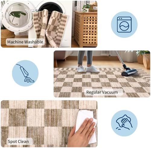GarveeHome Checkered Rug 3x5 Area Rugs for Living Room Washable Nursey Rug