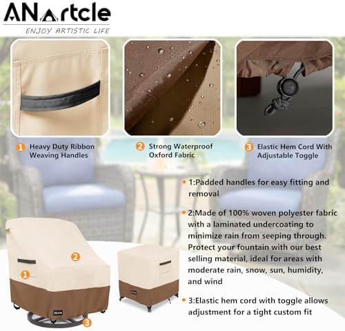 ANartcle 3 Pieces Patio Bistro Sets Cover,600D Waterproof Heavy Duty Patio Fu...