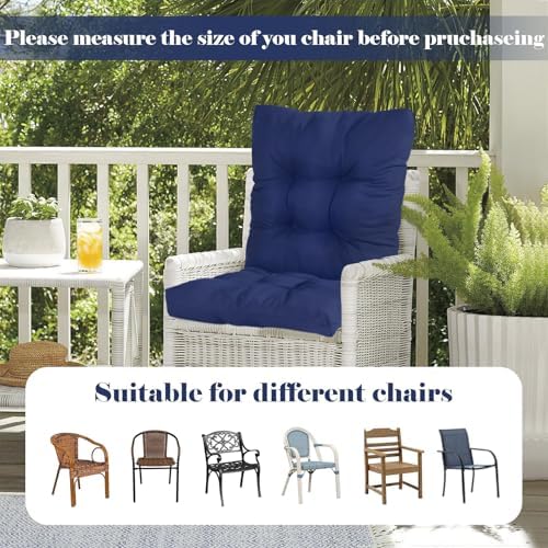 Outdoor Chair Cushions Waterproof,Vintage Floral Tufted Wicker Chair Seat Cus...