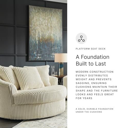 Signature Design by Ashley Lindyn White Oversized Swivel Accent Chair