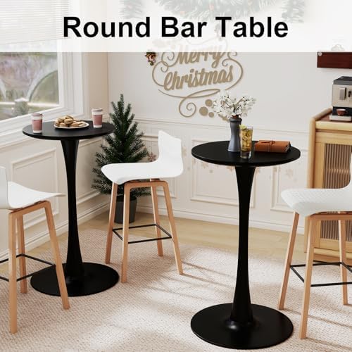 Modern Tulip Round Bar Table, 41” Height Bistro Pub Table, Height Cocktail Ba...