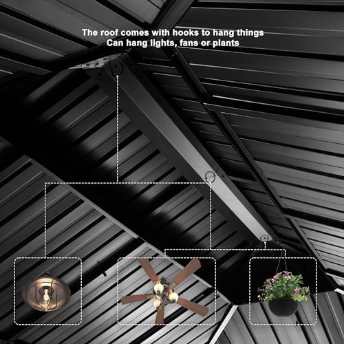 PURPLE LEAF Patio Gazebo 12' X 20' with Light, Gray