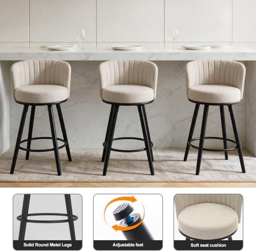 Swivel Bar Stools Set of 2, 28" Seat Height, Modern Design