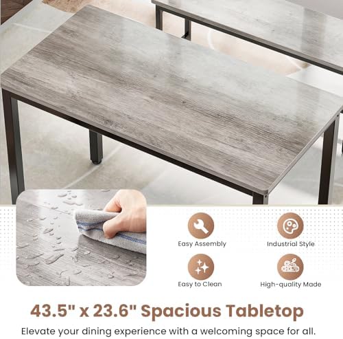 Dining Table Set for 4, 3 Piece Dining Room Table Set for Space-Saving, Moder...