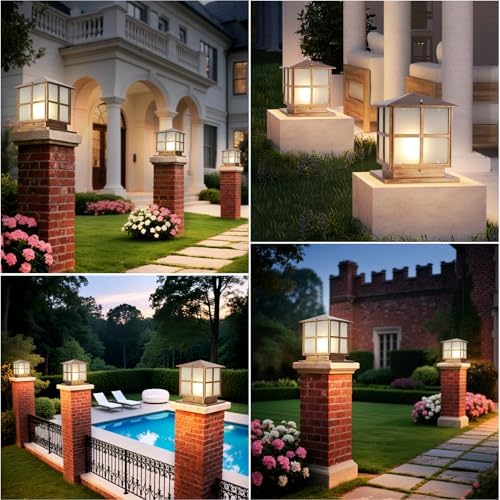 Outdoor Post Light,9.84In Hardwired Column Pillar Light Anti-rust Lamp Post
