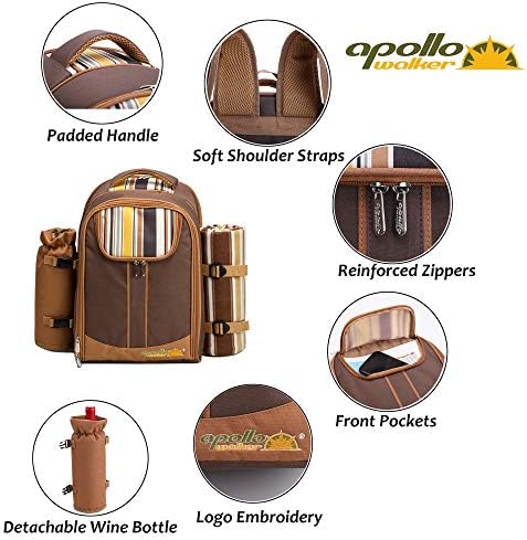 Picnic Backpack, 2-Person with Blanket & Wine, Family & Lovers Gift, ...