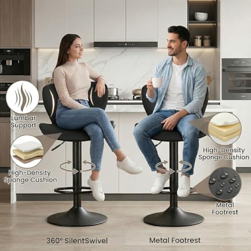 Bar Stools Set of 4, Counter Height Stools for Kitchen Counter,Black