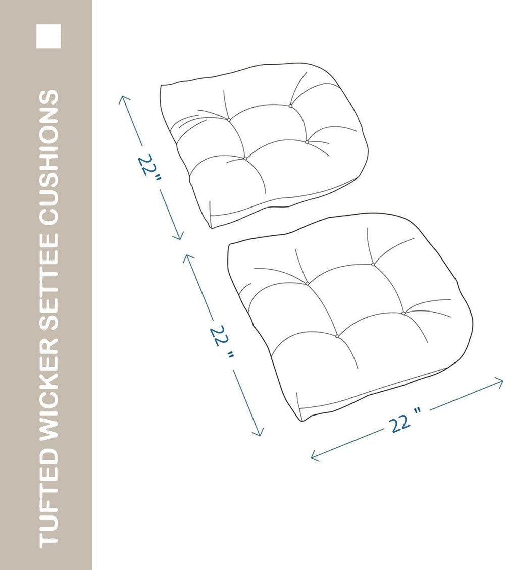 Outdoor Chair Cushions 22x22x4 Inch Set of 2, Taupe