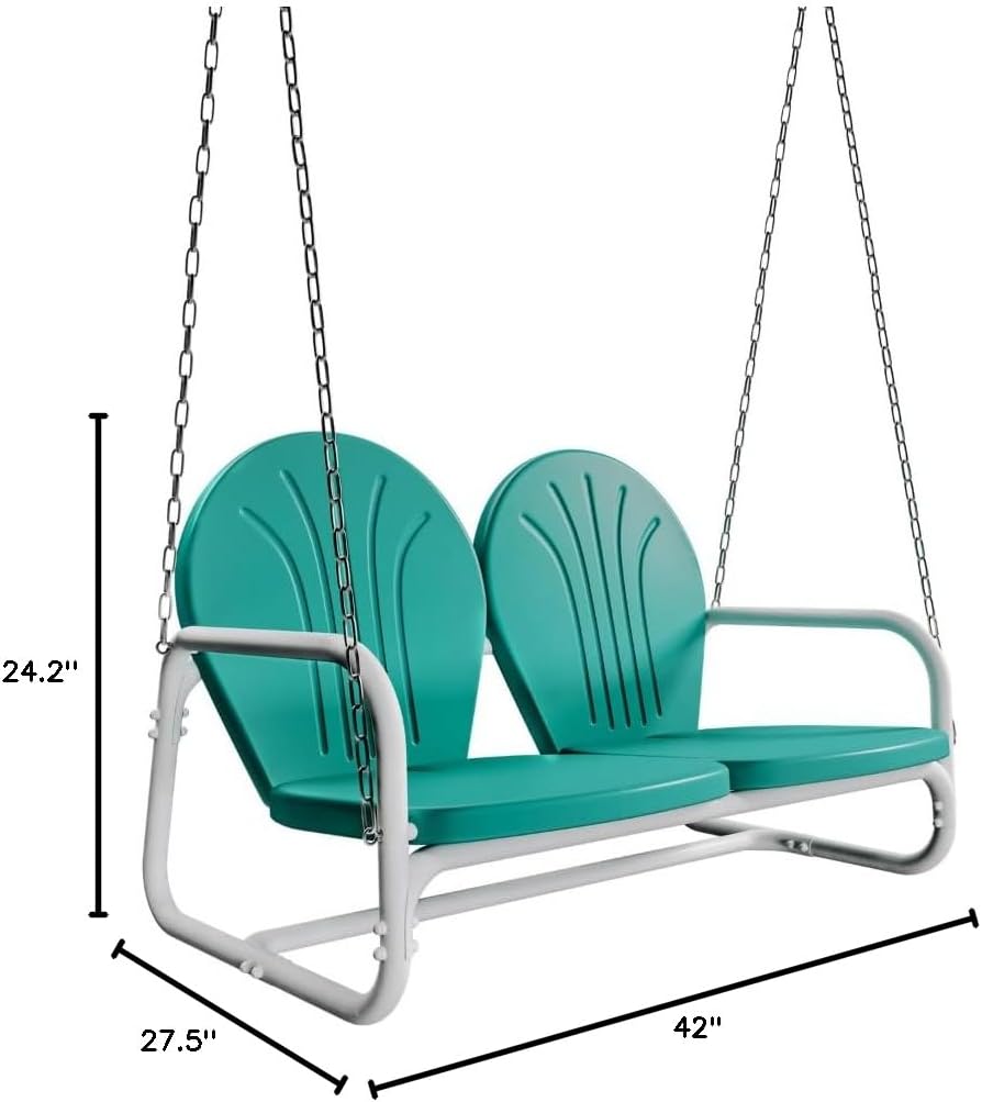 Retro Metal Porch Swing (Teal)